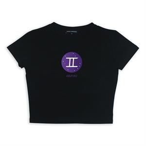 Horoscope Series Gemini Baskılı Siyah Crop