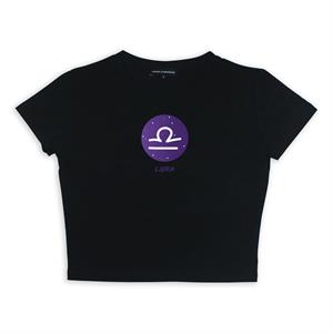 Horoscope Series Libra Baskılı Siyah Crop