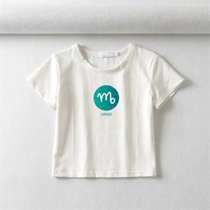 Horoscope Series Virgo Baskılı Beyaz Crop