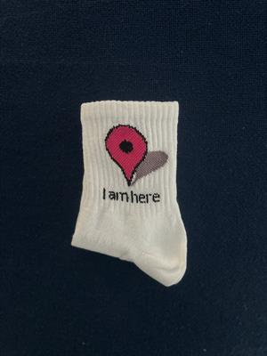 I Am Here Location Unisex Beyaz Kolej Çorap