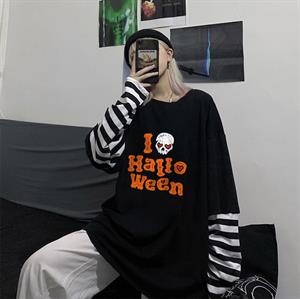 I Love Halloween Baskılı Fake Sleeves Unisex Siyah T-shirt