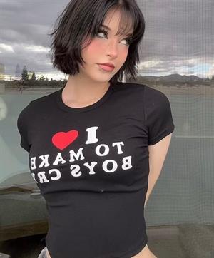 I Love To Make Boys Cry Baskılı Siyah Crop