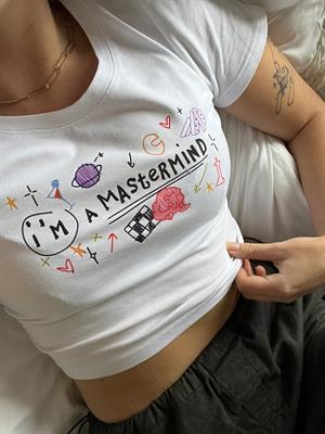 Im A Mastermind Baskılı Beyaz Crop