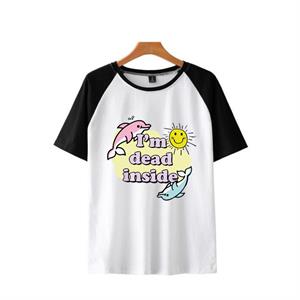 Im Dead Inside Baskılı Reglan Kol Beyaz Unisex Oversize T-shirt