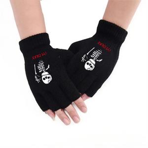 Im Okay Baskılı Unisex Siyah Kesik Çift Eldiven