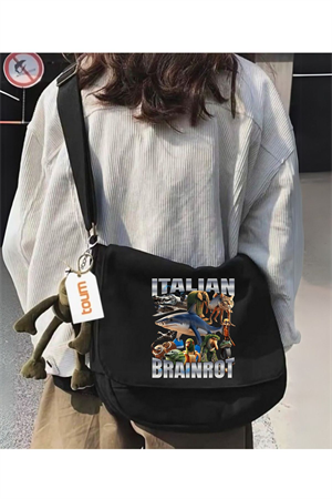 italian Brainrot Baskılı Unisex Postacı Çantası
