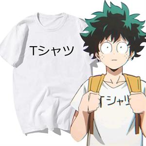 Izuku Midoriya Baskılı Beyaz Unisex Oversize T-shirt