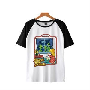 Jennys New Friends Baskılı Reglan Kol Beyaz Unisex Oversize T-shirt