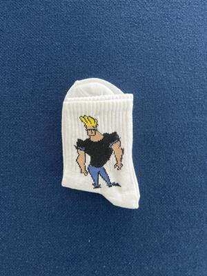 Johnny Bravo Unisex Beyaz Kolej Çorap