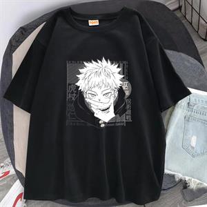 Jujutsu Kaisen Eyes Baskılı Siyah Unisex Oversize T-shirt