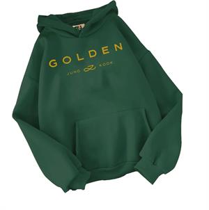 K-Pop BTS Jungkook Golden Hoodie Baskılı Kapşonlu Sweatshirt