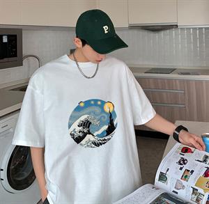 Kanagawa Oki Nami Ura Beyaz Unisex Oversize T-shirt