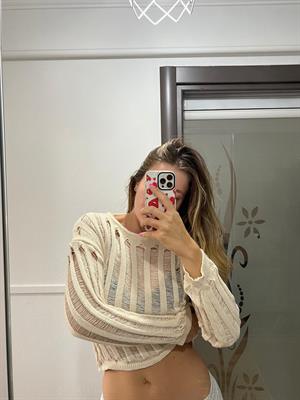 Kemer Boys Oversize Krem Triko Örgü Kazak