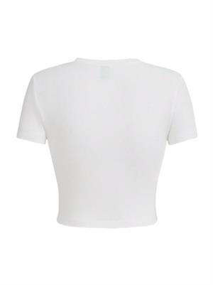 Kemer Boy White Formidable Detail Baskılı Crop Bluz