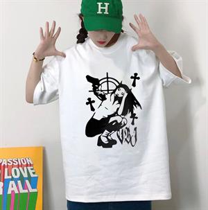 Killer Devil Girl Baskılı Beyaz Unisex Oversize T-shirt