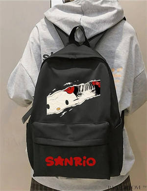 Kırmızı Anime x Hello Kitty Sanrio Eyes Baskılı Okul, Dershane, Kurs Sırt Çantası