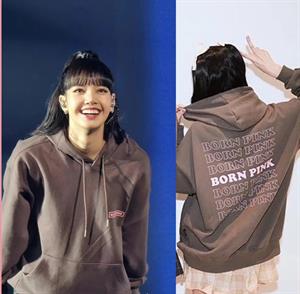 Kpop Born Pink Antrasit Kapüşonlu Sweatshirt