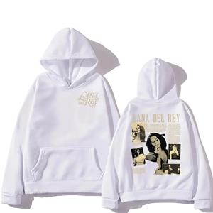 Lana Del Rey Baskılı Beyaz Kapşonlu Sweatshirt 