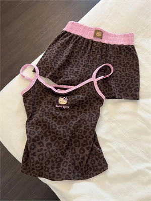 Leopar Kiss Kahverengi Kitty Alt Üst Takım