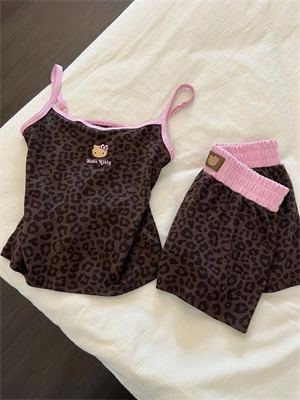 Leopar Kiss Kahverengi Kitty Alt Üst Takım