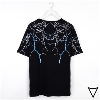 Lightning Yıldırım Yıldırım Baskılı Siyah Oversize Unisex T-shirt