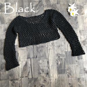 Long Sleeve Bolero Black Knit Top