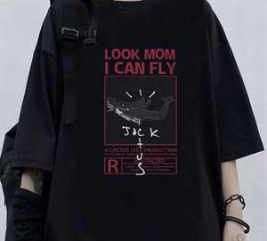Look Mom I Can Fly Siyah Unisex Oversize T-shirt