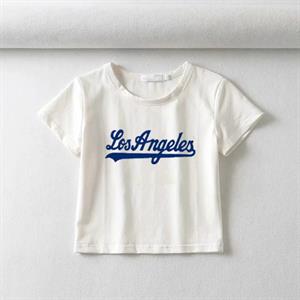 Los Angeles Baskılı Beyaz Crop