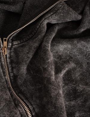 Love Is War Baskılı Vintage Yıkamalı Full Zip Detail Unisex Oversize Kapüşonlu Hırka