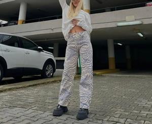 Mavi Beyaz Dalgalı Bol Paça Jean Palazzo Wide Leg Kot Pantolon