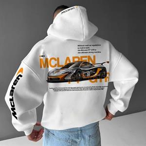 Mc Laren Baskılı Beyaz Kapşonlu Sweatshirt 