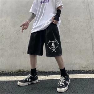Metallica Skull Baskılı Siyah Unisex Penye Şort