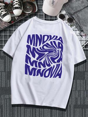 Mnovia Sırt Baskılı Beyaz Unisex Oversize T-shirt