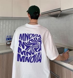 Mnovia Sırt Baskılı Beyaz Unisex Oversize T-shirt