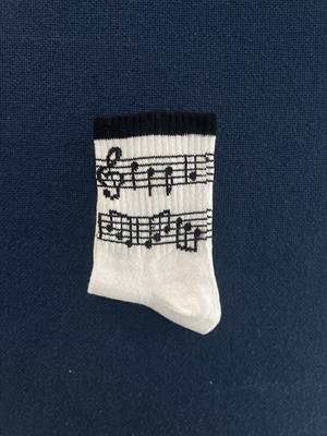 Music Notes Unisex Beyaz Kolej Çorap