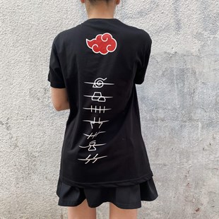Naruto Shippuden: Akatsuki Clouds Ön Arka Unisex T-shirt