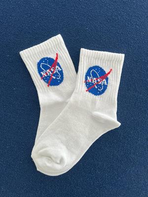 Nasa Unisex Beyaz Kolej Çorap
