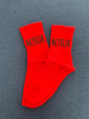 Netflix Unisex Kırmızı Kolej Çorap