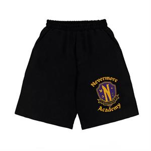 Nevermore Academy Baskılı Siyah Unisex Penye Şort