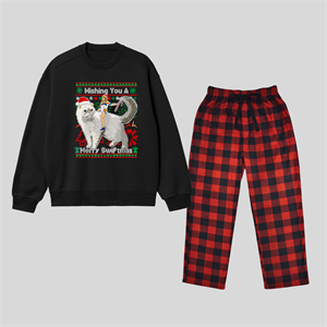 New Year Merry Swiftmas Baskılı Siyah Unisex Oversize Alt Üst 2 Li Takım