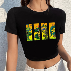 Ninja Kaplumbağa 4lü Baskılı Siyah Crop