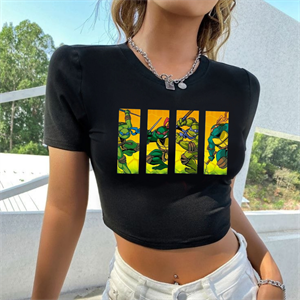 Ninja Kaplumbağa 4lü Baskılı Siyah Crop