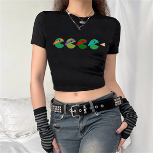 Ninja Kaplumbağa Baskılı Siyah Crop