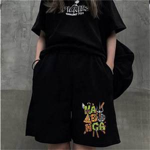 Ninja Kaplumbağa Baskılı Siyah Unisex Penye Şort