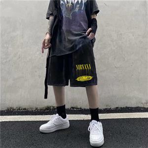 Nirvana Baskılı Siyah Unisex Penye Şort