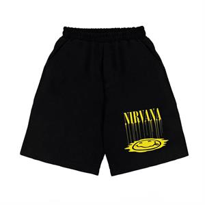 Nirvana Baskılı Siyah Unisex Penye Şort