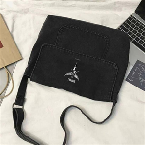 Nirvana Wing Baskılı Vintage Unisex Gri Kot Postacı Çantası