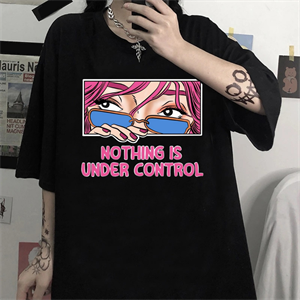 Nothing is Under Control Oversize Unisex Siyah T-Shirt