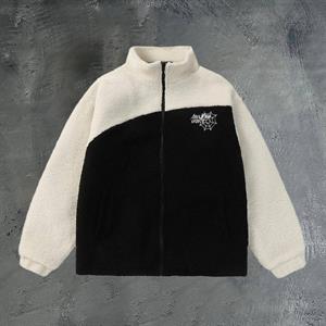 Ön Arka Nakış Spider Detail Peluş Fermuarlı Ceket