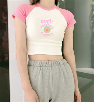 Only Positve Energy Baskılı Reglan Kol Beyaz Crop